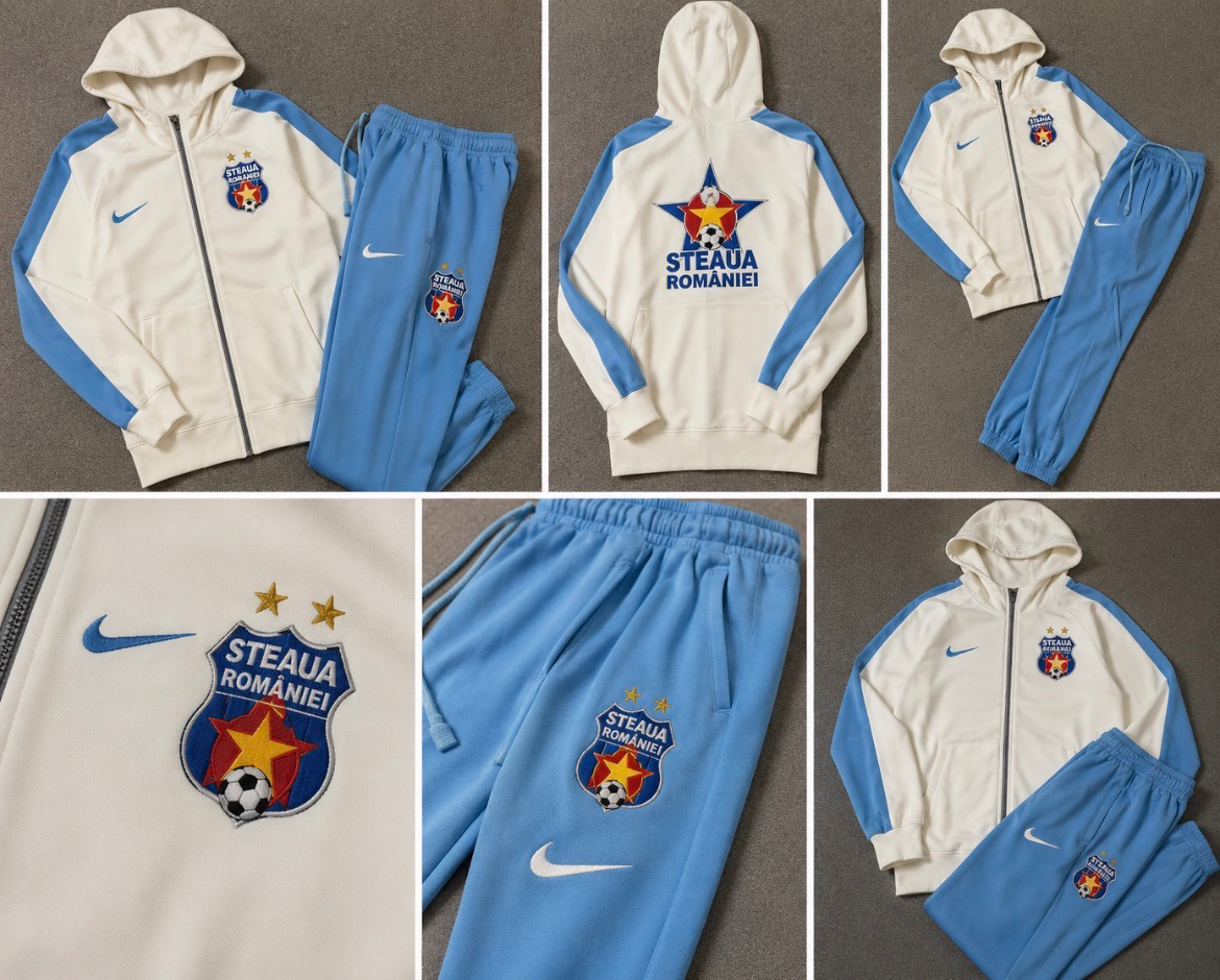 Trening sport „Steaua România” albastru-alb stil Nike – ediție fotbal cu emblemă și minge 6