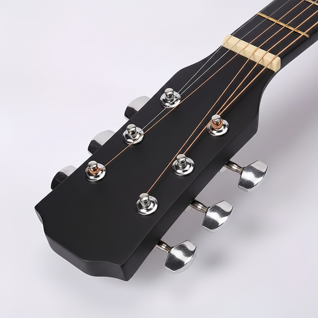 Chitară Acustică 38 inch Set Începători – Lemn Basswood, Finisaj Mat, 18 Frete, Include Husă, Capo, Pene, Curea și Manual 2