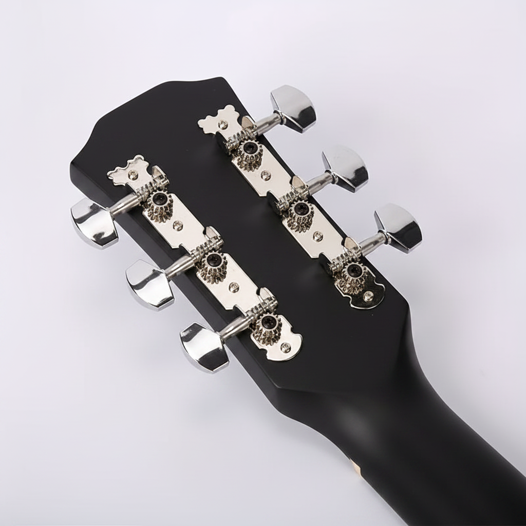 Chitară Acustică 38 inch Set Începători – Lemn Basswood, Finisaj Mat, 18 Frete, Include Husă, Capo, Pene, Curea și Manual 4
