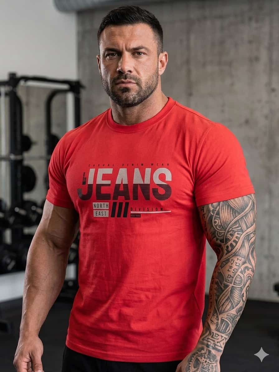 Tricou JEANS Rosu 1