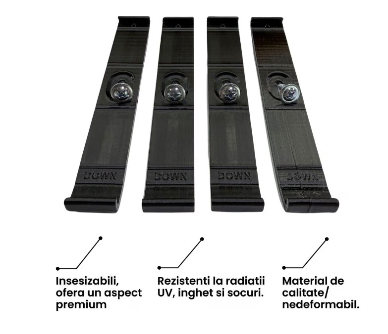 2x Set Suport Ultra Slim pentru numar inmatriculare, fata - spate, Negru, 4 bucati 2
