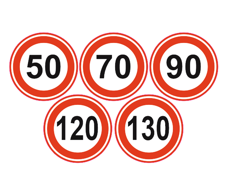 Set Indicator Viteza maxima OBLIGATORIU Autoutilitare (50, 70, 90, 120, 130 km), Sticker autocolant, FI 12 cm 3