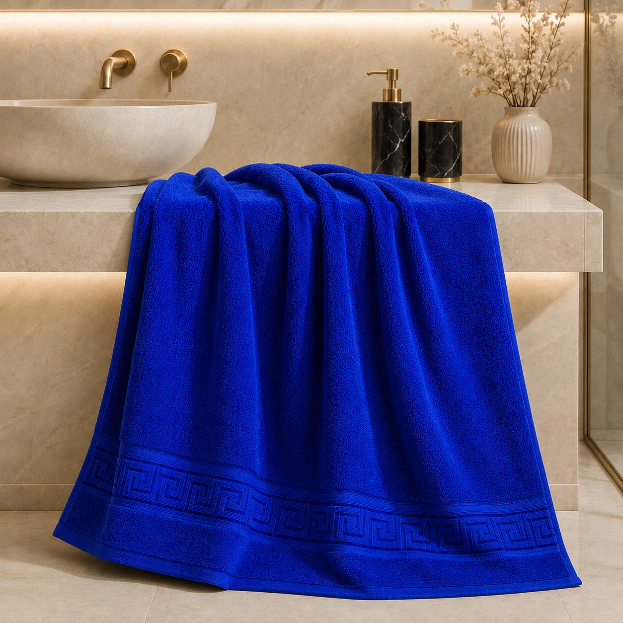 Prosop Albastru CAIAN Greek Border 70 * 130 – 500 GSM