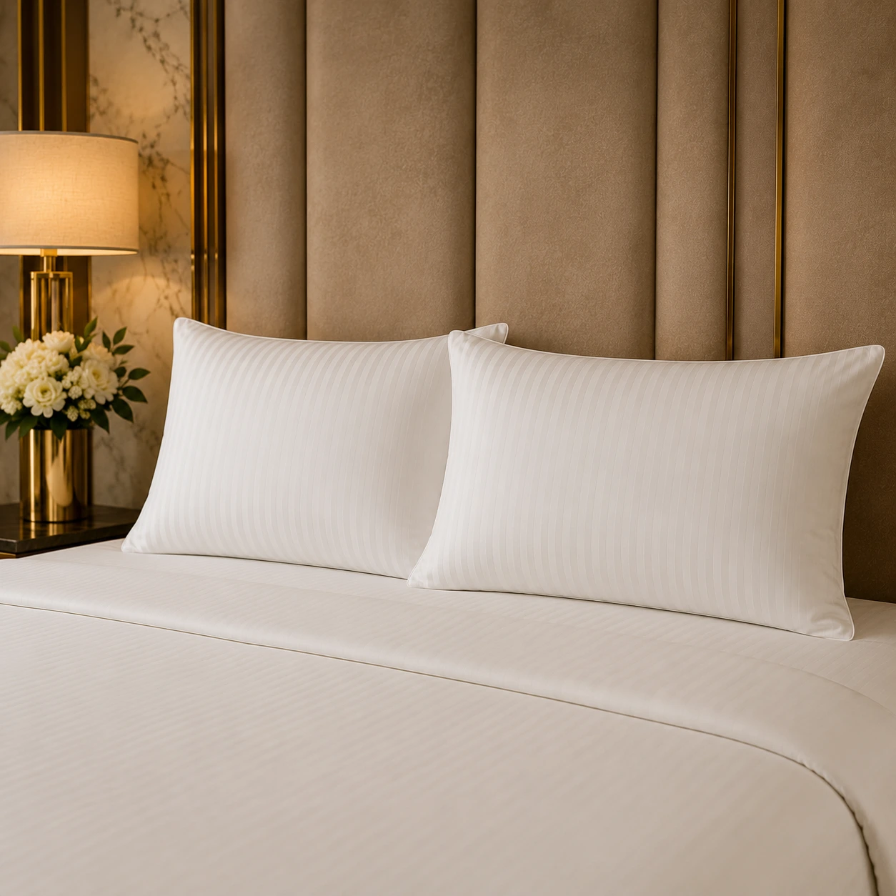 Pernă Hotelieră 50x70 cm, Umplutură Microfibră 900g, Husă Damasc Alb, CAIAN Hotel Collection 1