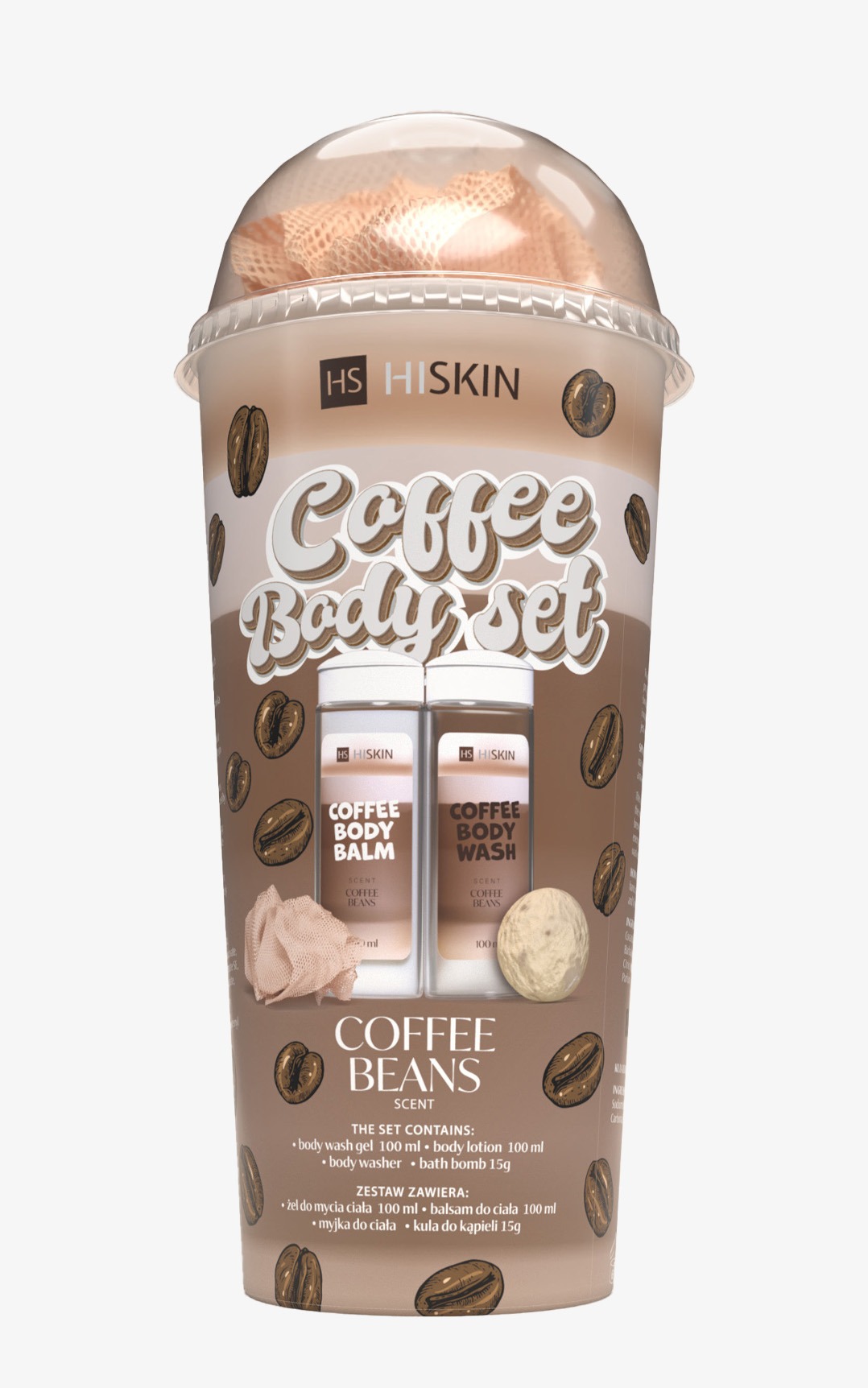 Milkshake Coffee Hiskin Gel de dus+Crema de corp+Burete+Bomba de baie 2