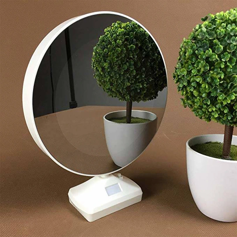 Oglindă magică personalizată cu lumini LED şi poză, formă rotundă, 25x20cm, ramă foto cu funcţie de lampă de noapte, cablu USB, 3 baterii AA 2